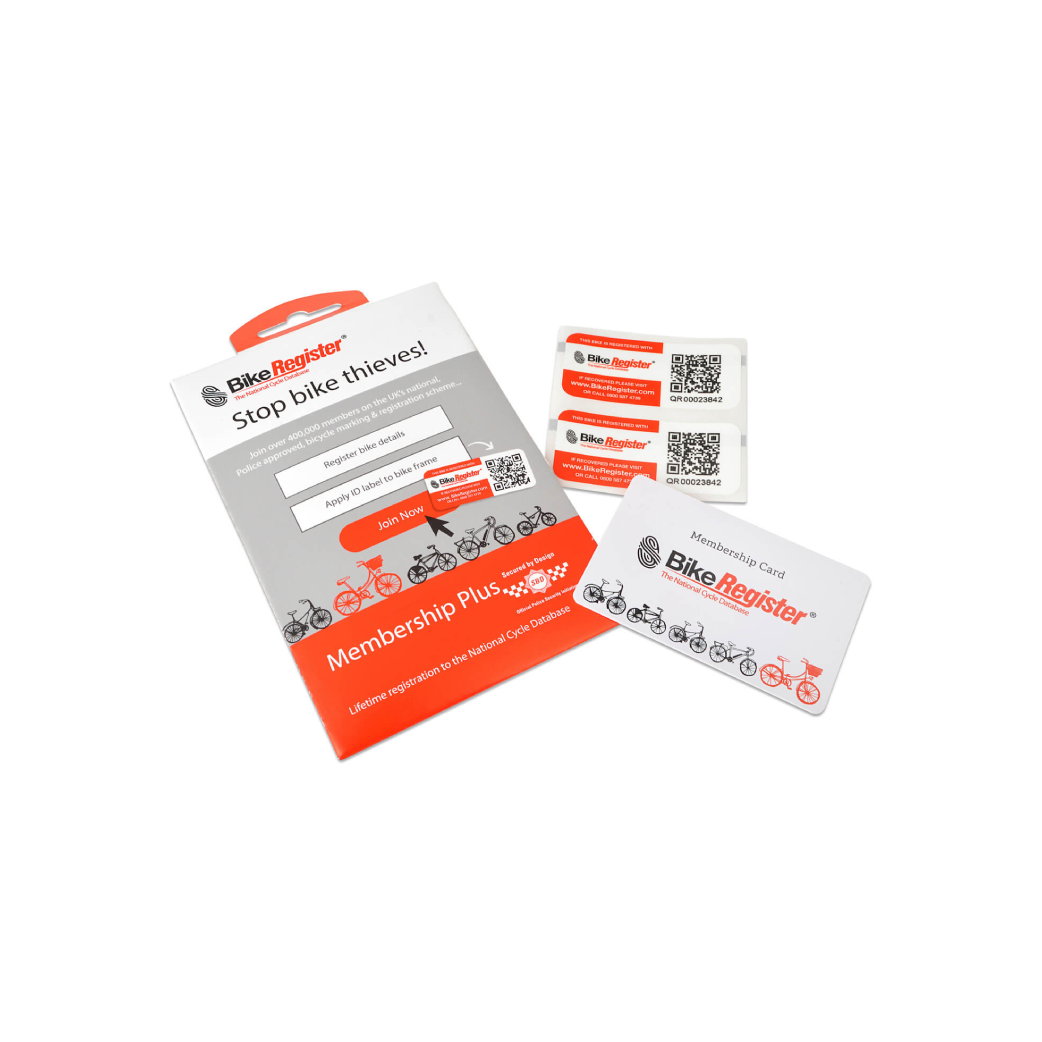 BikeRegister Membership Plus Kit Includes QR code stickers