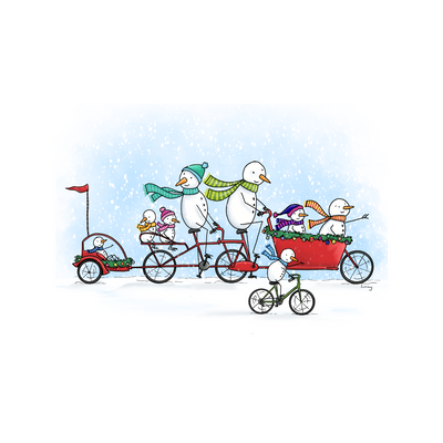 Snow Family Adventures Christmas Card (5 pack)