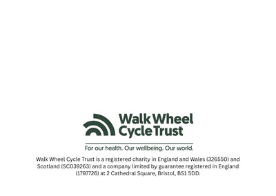 Back of Christmas card with Walk Wheel Cycle Trust branding 