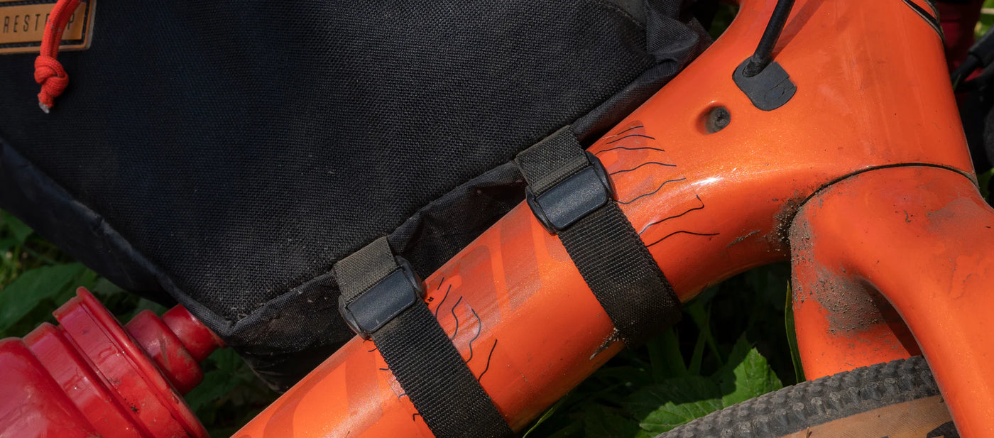 Restrap vinyl sticker on a bike. 