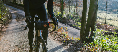 Lifestyle shot of canister handlebar bag on bike