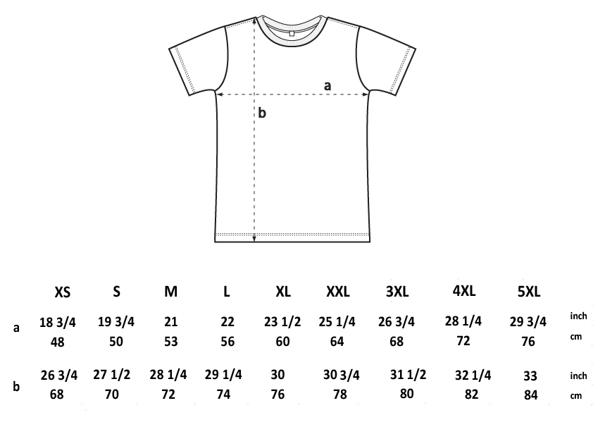 T-shirt size chart