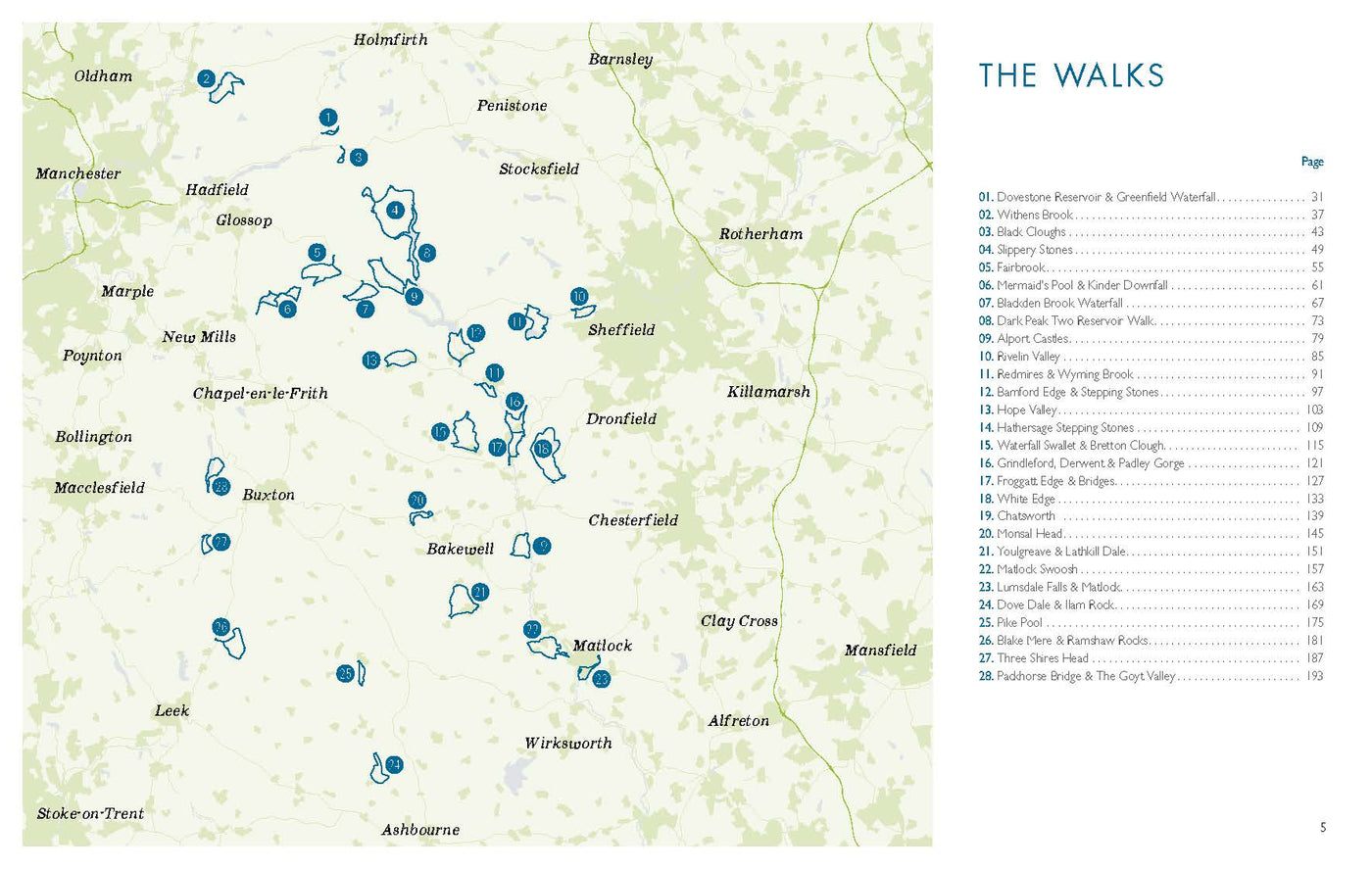 Wild Swimming Walks Peak District - overview of the routes