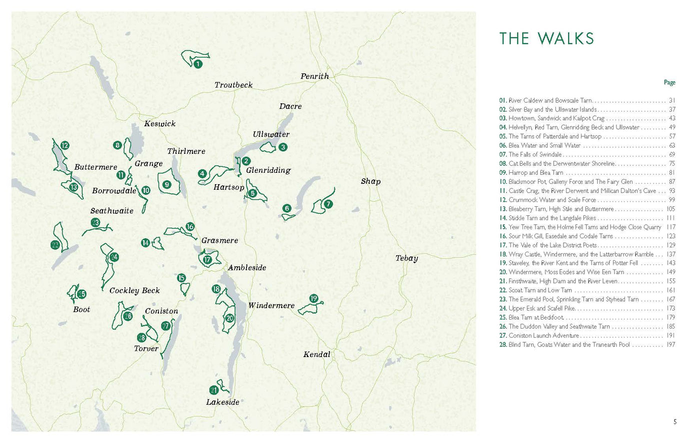 Wild Swimming Walks Lake District overview of routes