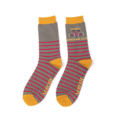Grey men's bamboo bike socks for dad