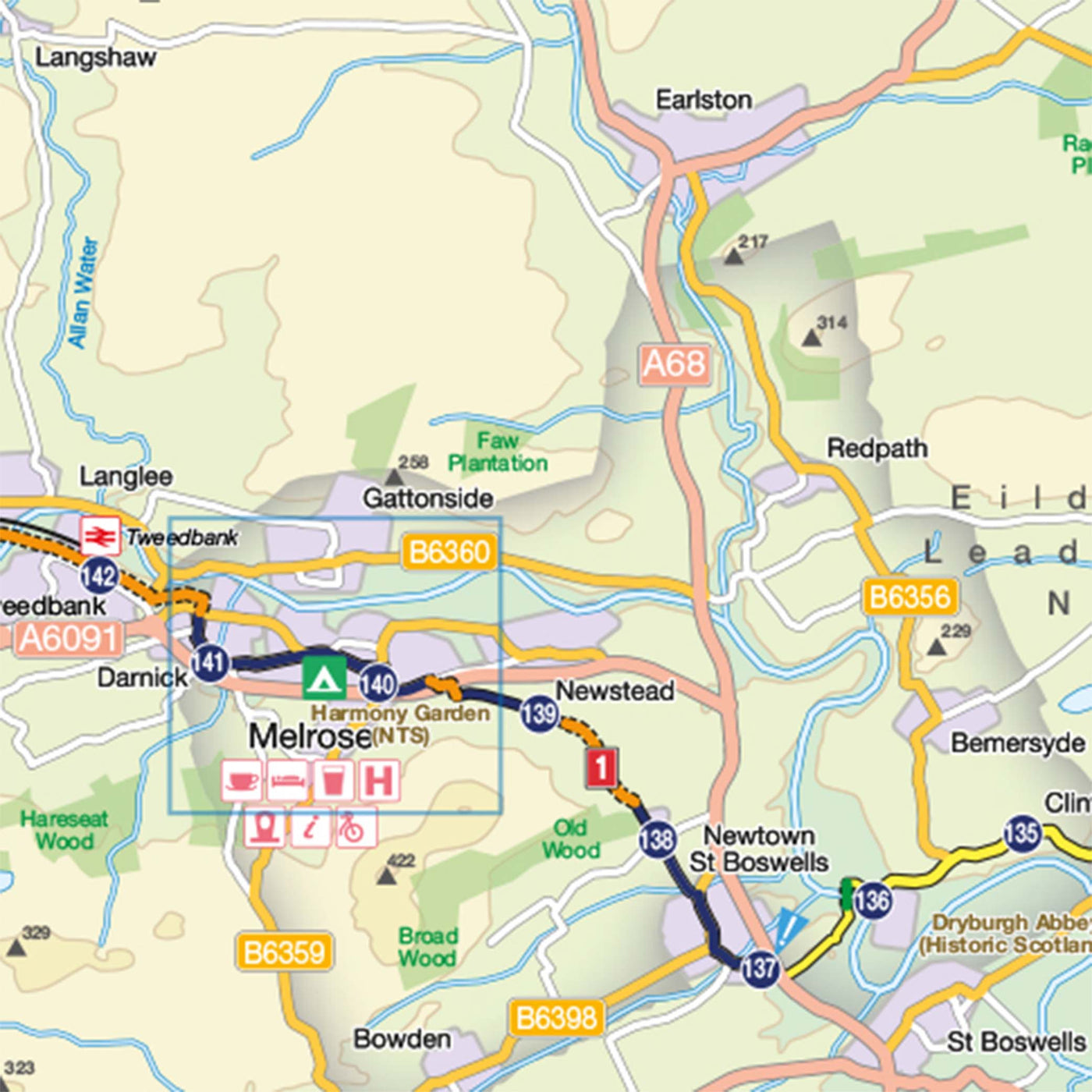 Coast and Castles South cycle map sample 