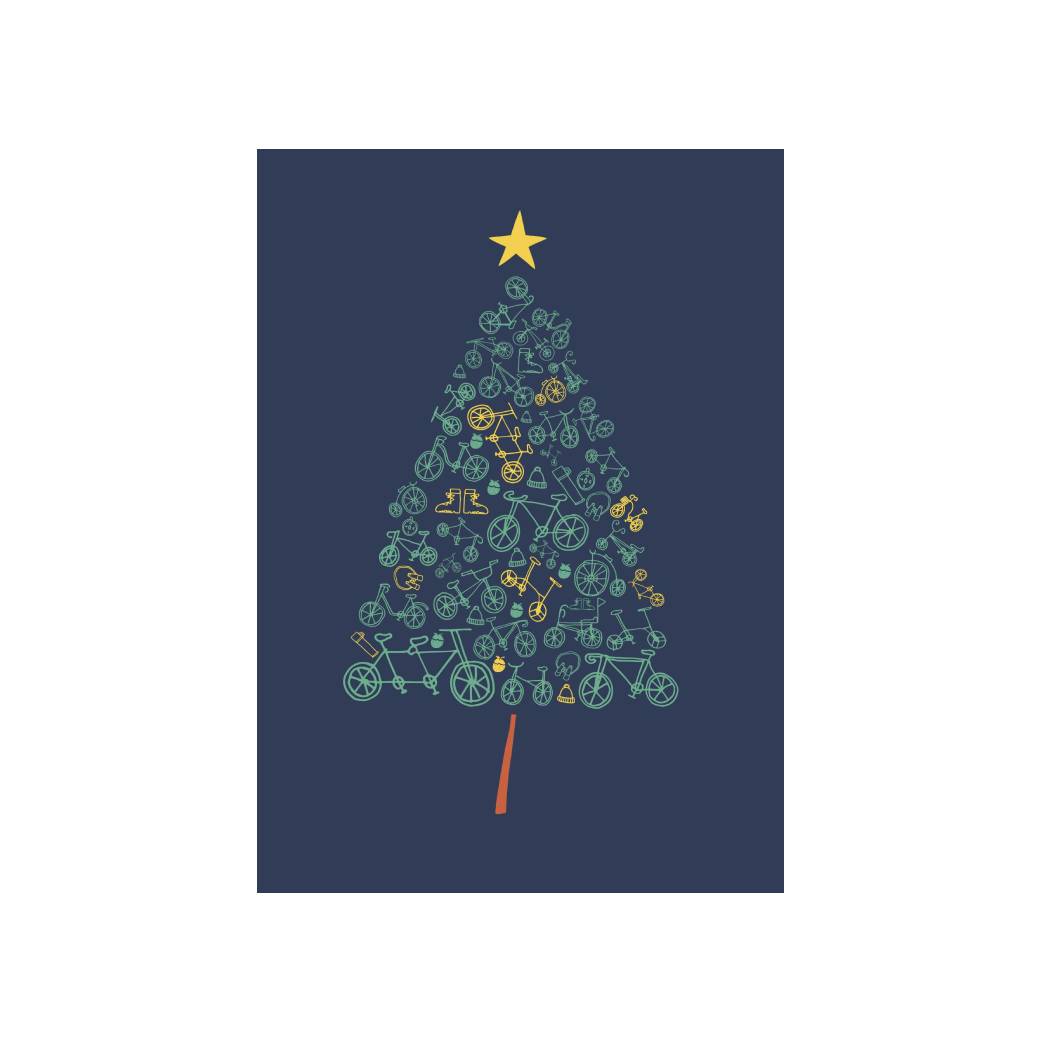 Christmas tree bicycle cards (pack of five)