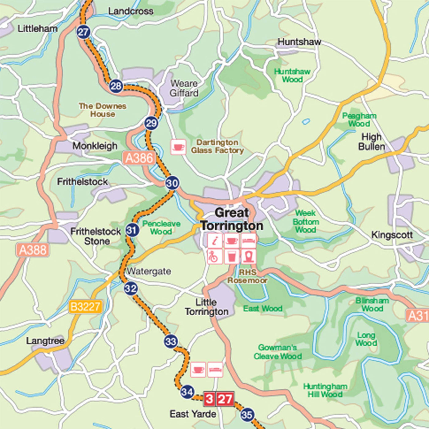Devon coast to coast cycle route map sample