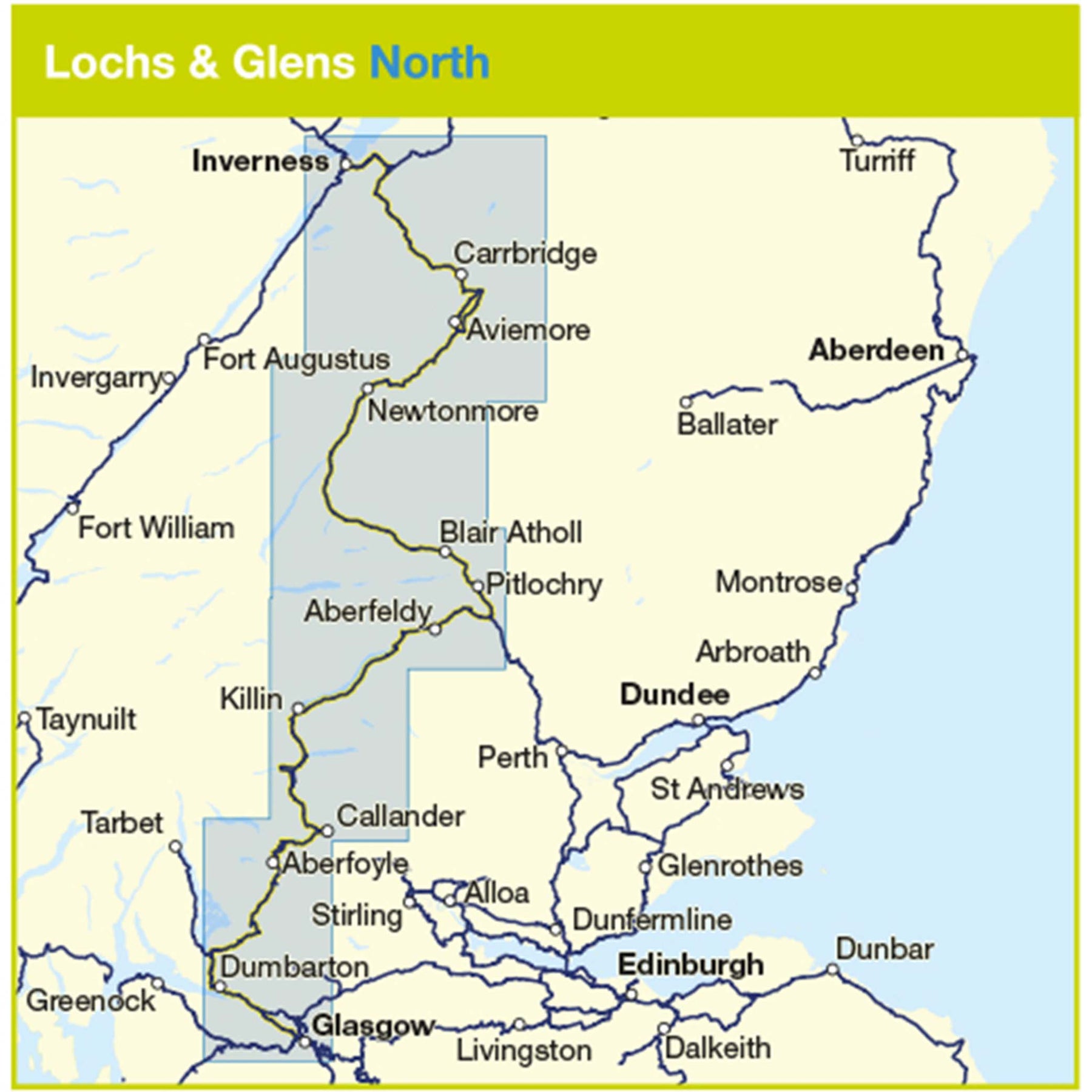 Lochs and Glens North Cycle Route Map (Route Glasgow to