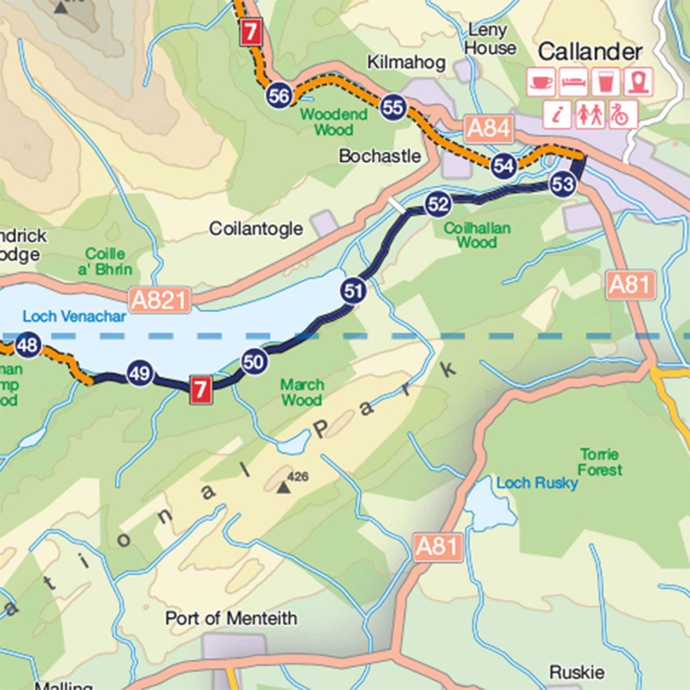 Route 7 Lochs and Glens North Cycle Route Map (Route 7 - Glasgow to Inverness ...