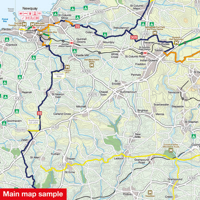 Cornwall cycle map: main map sample