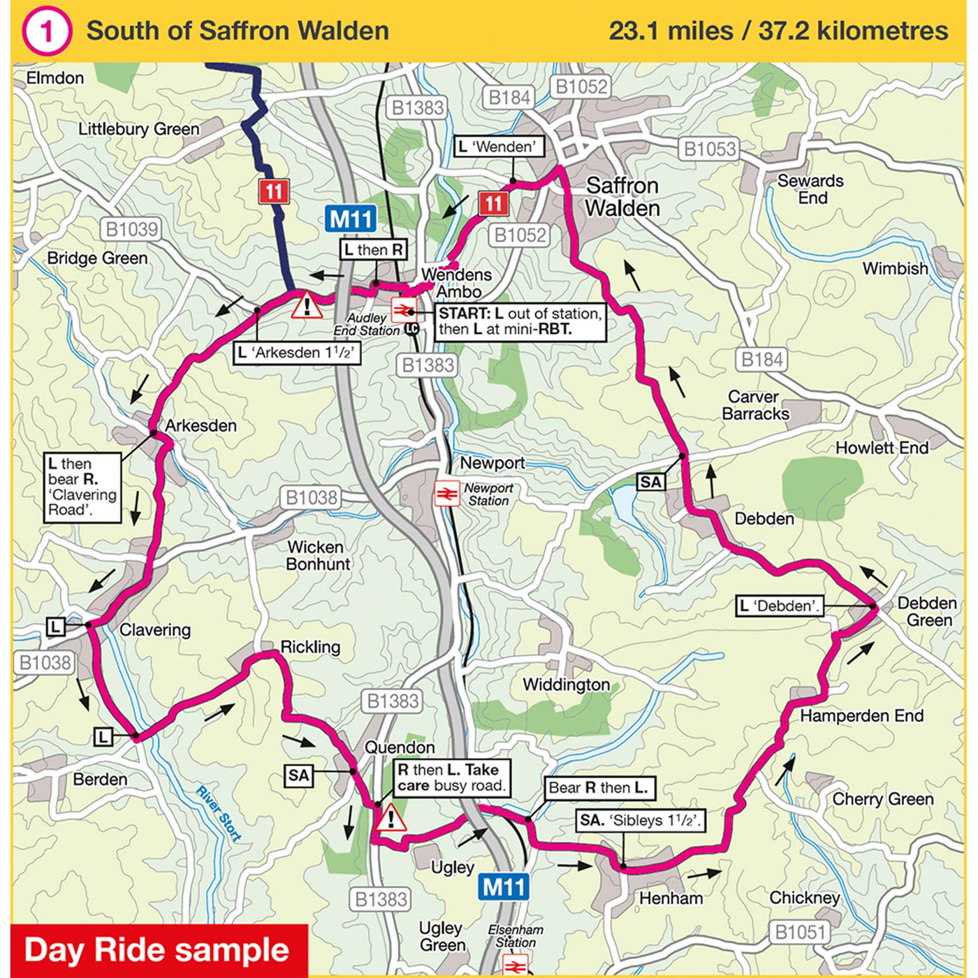 Essex and Thames cycle map - day ride sample