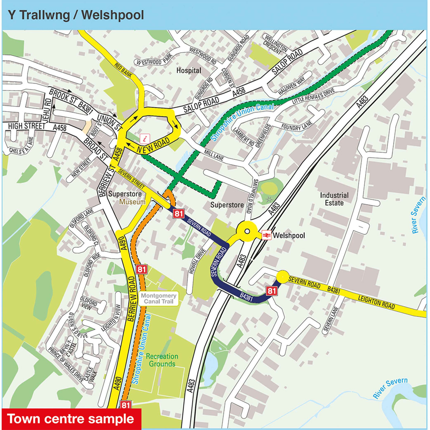 Town centre sample: Y Trallwng / Welshpool 