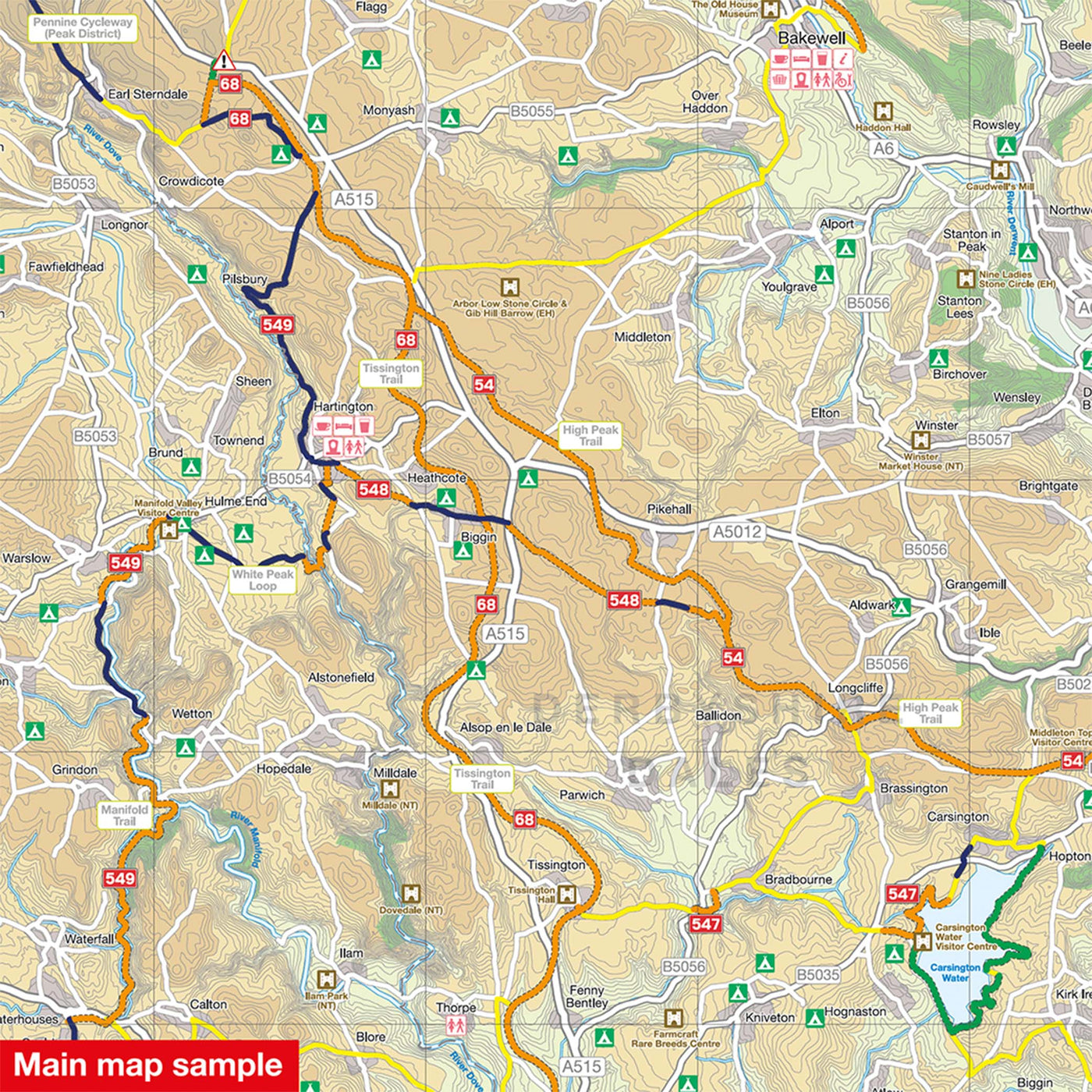 Main map sample from the Peak District cycle map