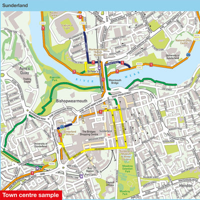 Town map sample: Sunderland, featuring routes 1 and 7