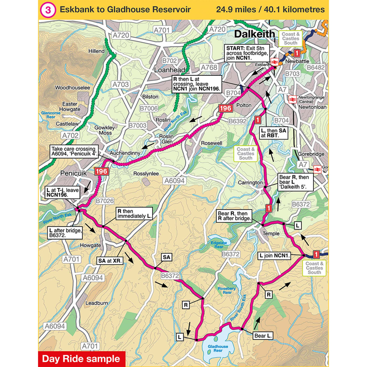 Day ride sample: Eskbank to Gladhouse Reservoir, 24.9 miles