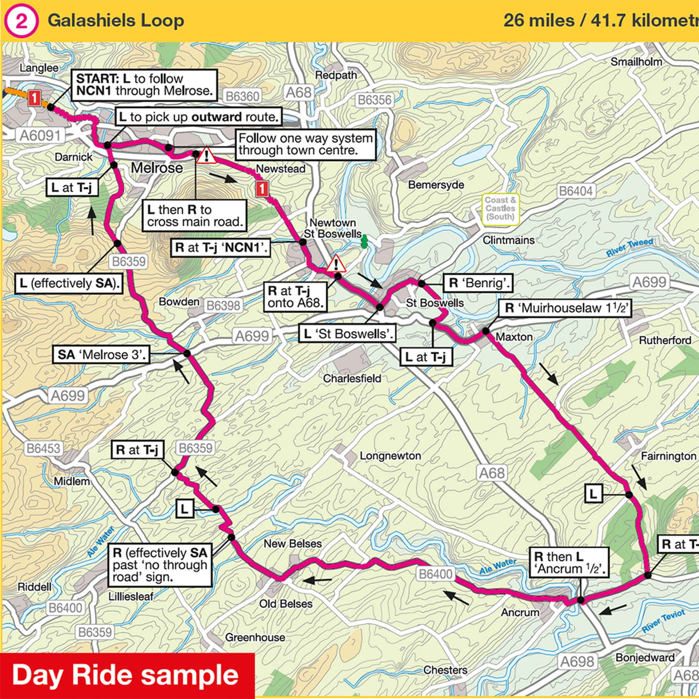 Day ride sample: Galashiels Loop, 26 miles