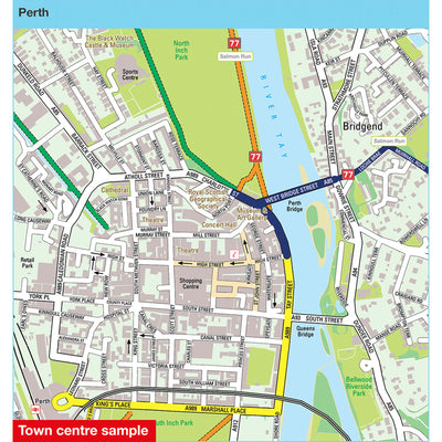 Town centre sample: Perth, featuring route 77