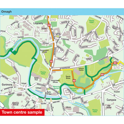 Town centre sample: Omagh, featuring route 92